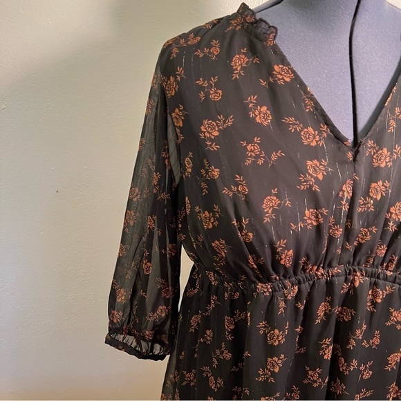 Isabel Maternity Dress Black Rust Floral Metallic - Picture 4 of 12